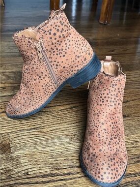 GAP Girls Tan Leopard-Print Ankle Boots Size 4